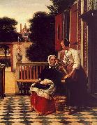 Pieter de Hooch Woman and a Maid with a Pail in a Courtyard oil on canvas